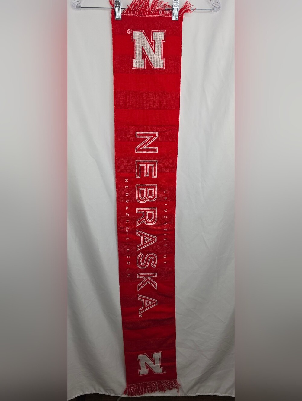 Nebraska Huskers Red White Scarf Block N Logo OSFA Bin CX